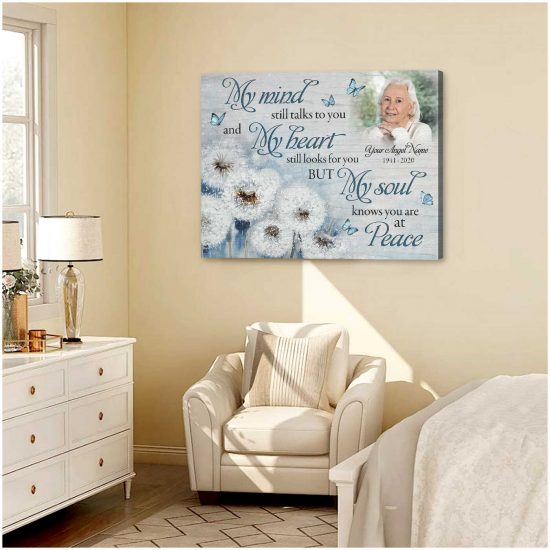 Custom Canvas Prints Personalized Gifts Memorial Photo Gifts My Mind Still Talks To You Dandelion And Butterflies Wall Art Decor 1