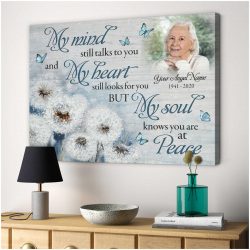 Custom Canvas Prints Personalized Gifts Memorial Photo Gifts My Mind Still Talks To You Dandelion And Butterflies Wall Art Decor