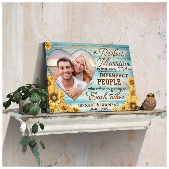 Custom Canvas Prints Personalized Gifts Wedding Anniversary Gifts Photo Gifts A Perfect Marriage Sunflowers Wall Art Decor 2