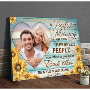 Custom Canvas Prints Personalized Gifts Wedding Anniversary Gifts Photo Gifts A Perfect Marriage Sunflowers Wall Art Decor 4