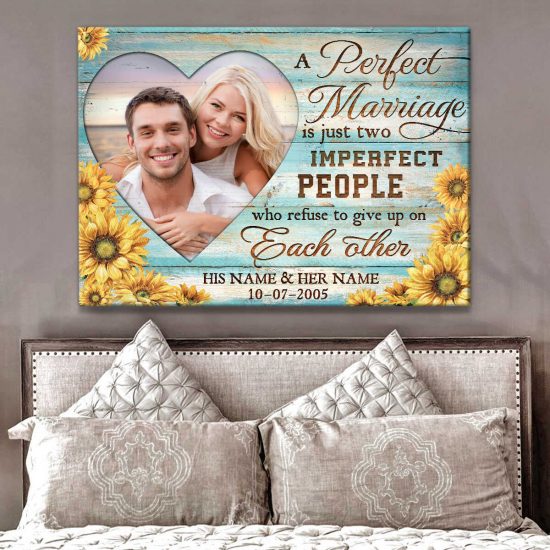 Custom Canvas Prints Personalized Gifts Wedding Anniversary Gifts Photo Gifts A Perfect Marriage Sunflowers Wall Art Decor
