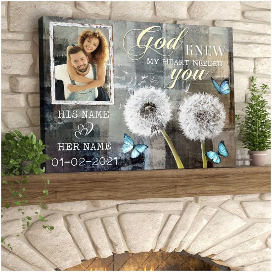 Custom Canvas Prints Personalized Gifts Wedding Anniversary Gifts Photo Gifts Dandelion And Butterflies God Knew Wall Art Decor