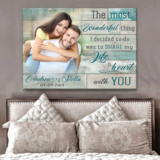 Custom Canvas Prints Personalized Gifts Wedding Anniversary Gifts Photo Gifts I Decided To Do Was To Share My Life And Heart Wall Art Decor 8