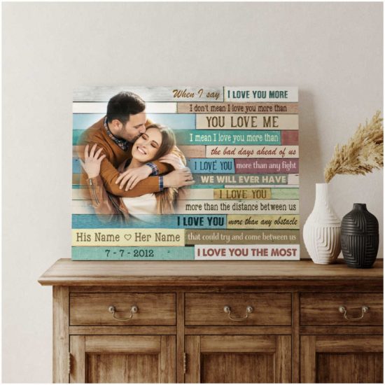 Custom Canvas Prints Personalized Gifts Wedding Anniversary Gifts Photo Gifts When I Say I Love You More Wall Art Decor 6