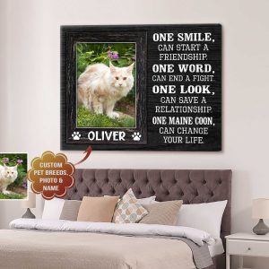 Custom Canvas Prints Personalized Pet Breeds Photo And Name One Smile Can Start A Friendship 1
