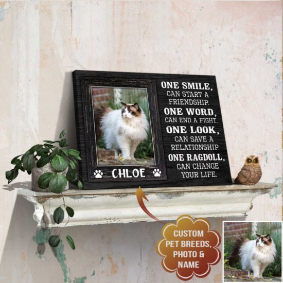 Custom Canvas Prints Personalized Pet Breeds Photo And Name One Smile Can Start A Friendship 4