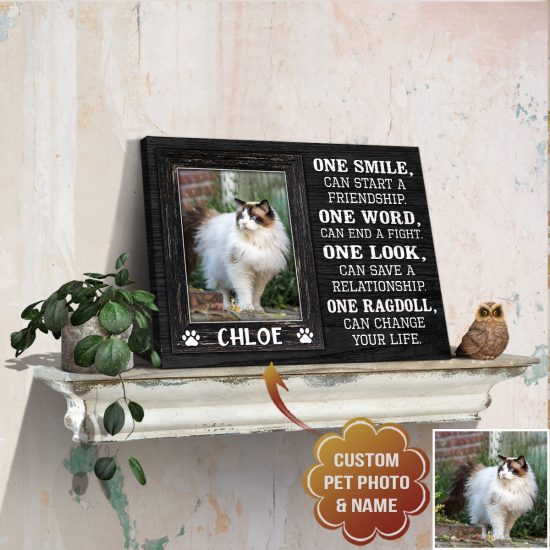 Custom Canvas Prints Personalized Pet Photo And Name One Smile Can Start A Friendship 1