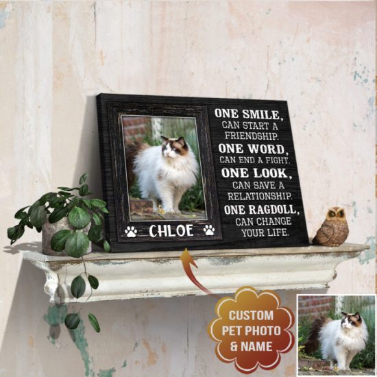 Custom Canvas Prints Personalized Pet Photo And Name One Smile Can Start A Friendship 4