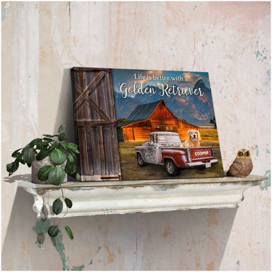 Custom Canvas Prints Personalized Pet Photo Barn And Truck Life Is Better Farmhouse 1