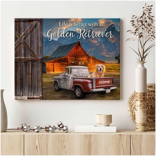 Custom Canvas Prints Personalized Pet Photo Barn And Truck Life Is Better Farmhouse 2