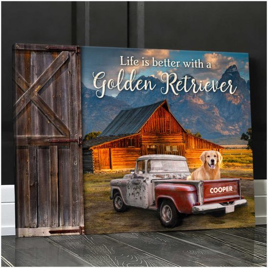 Custom Canvas Prints Personalized Pet Photo Barn And Truck Life Is Better Farmhouse 3