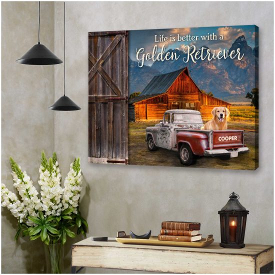Custom Canvas Prints Personalized Pet Photo Barn And Truck Life Is Better Farmhouse