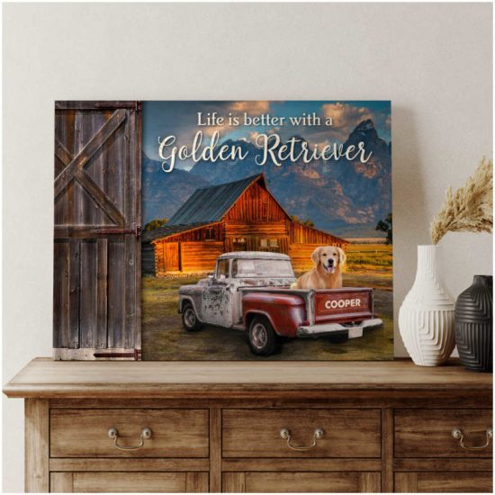 Custom Canvas Prints Personalized Pet Photo Barn And Truck Life Is Better Farmhouse 6