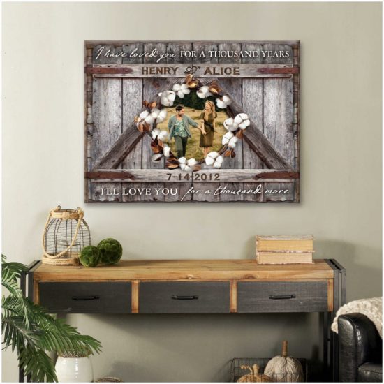 Custom Canvas Prints Wedding Anniversary Gifts Personalized Photo Gifts Farmhouse Barn Door Wooden Window Shutters A Thousand Years 5