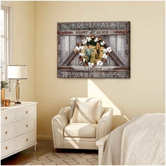 Custom Canvas Prints Wedding Anniversary Gifts Personalized Photo Gifts Farmhouse Barn Door Wooden Window Shutters A Thousand Years 6