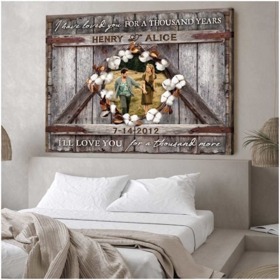 Custom Canvas Prints Wedding Anniversary Gifts Personalized Photo Gifts Farmhouse Barn Door Wooden Window Shutters A Thousand Years 8