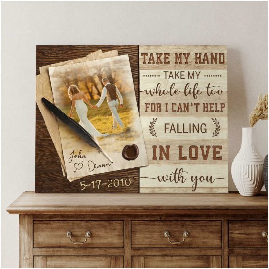 Custom Canvas Prints Wedding Anniversary Gifts Personalized Photo Gifts For I Cant Help Falling In Love With You 2 1