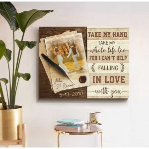 Custom Canvas Prints Wedding Anniversary Gifts Personalized Photo Gifts For I Cant Help Falling In Love With You 3