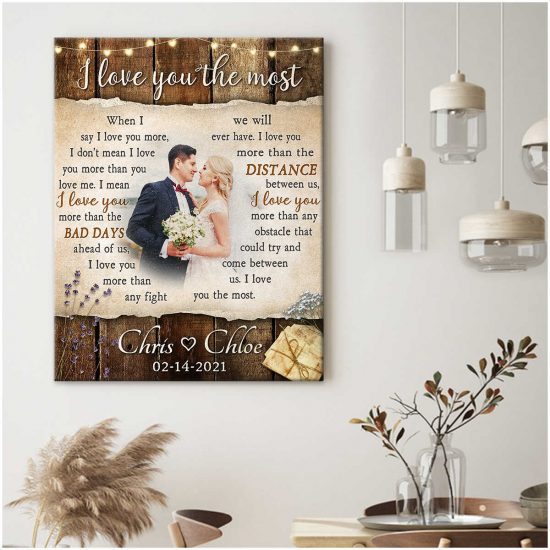 Custom Canvas Prints Wedding Anniversary Gifts Personalized Photo Gifts I Love You The Most When I Say I Love You More 2