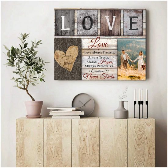 Custom Canvas Prints Wedding Anniversary Gifts Personalized Photo Gifts Love Never Fails 2