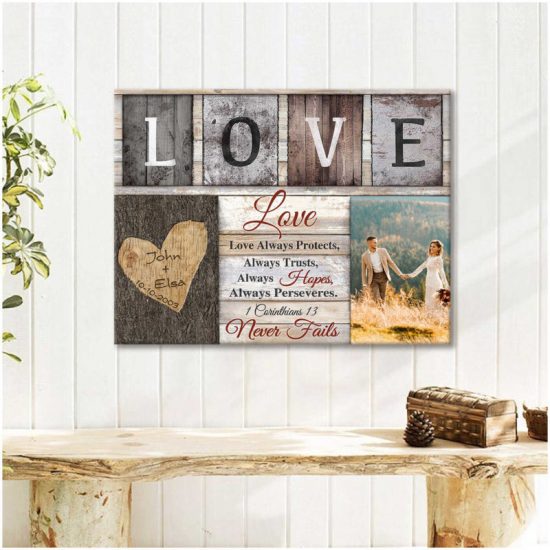 Custom Canvas Prints Wedding Anniversary Gifts Personalized Photo Gifts Love Never Fails 5