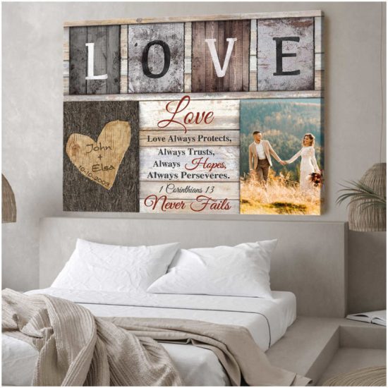Custom Canvas Prints Wedding Anniversary Gifts Personalized Photo Gifts Love Never Fails 8
