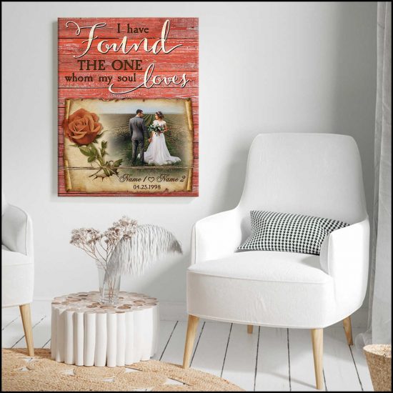 Custom Canvas Prints Wedding Anniversary Gifts Personalized Photo Gifts Red Rustic Wood I Have Found The One Whom My Soul Loves 3