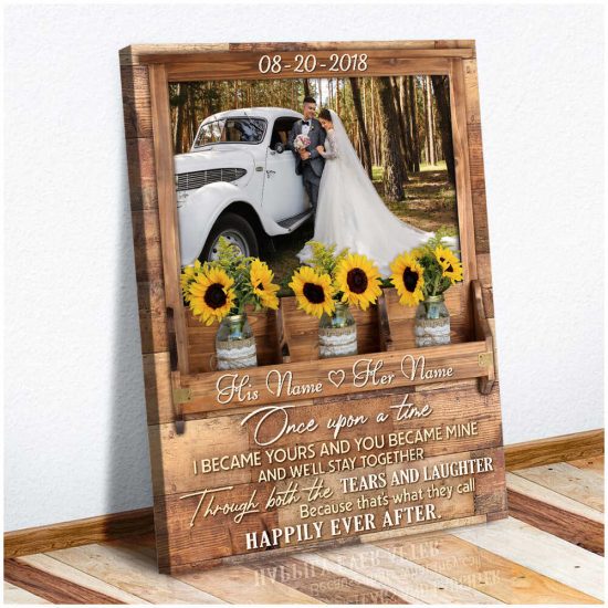 Custom Canvas Prints Wedding Anniversary Gifts Personalized Photo Gifts Sunflower Mason Jars Once Upon A Time 2