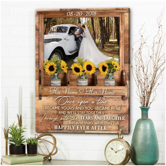 Custom Canvas Prints Wedding Anniversary Gifts Personalized Photo Gifts Sunflower Mason Jars Once Upon A Time 3