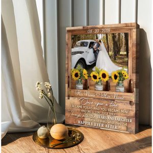 Custom Canvas Prints Wedding Anniversary Gifts Personalized Photo Gifts Sunflower Mason Jars Once Upon A Time