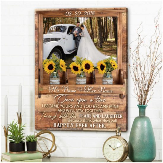 Custom Canvas Prints Wedding Anniversary Gifts Personalized Photo Gifts Sunflower Mason Jars Once Upon A Time 7