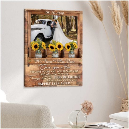 Custom Canvas Prints Wedding Anniversary Gifts Personalized Photo Gifts Sunflower Mason Jars Once Upon A Time 8