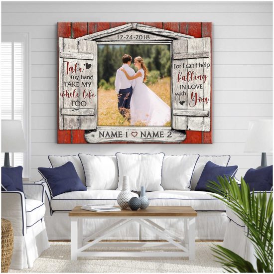 Custom Canvas Prints Wedding Anniversary Gifts Personalized Photo Gifts Window For I Cant Help Falling In Love With You 1