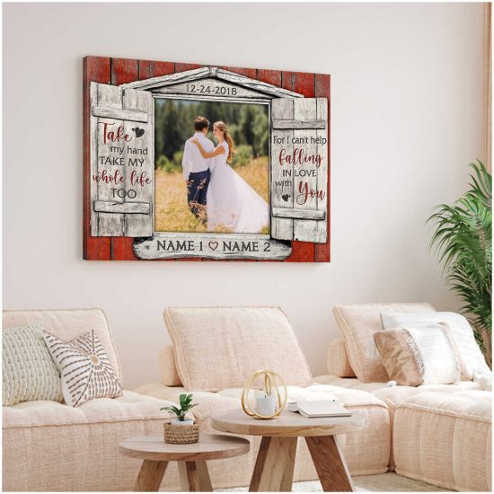 Custom Canvas Prints Wedding Anniversary Gifts Personalized Photo Gifts Window For I Cant Help Falling In Love With You 3