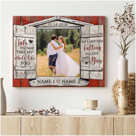 Custom Canvas Prints Wedding Anniversary Gifts Personalized Photo Gifts Window For I Cant Help Falling In Love With You 5