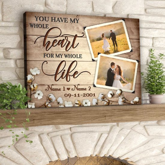 Custom Canvas Prints Wedding Anniversary Gifts Personalized Photo Gifts You Have My Whole Heart 2