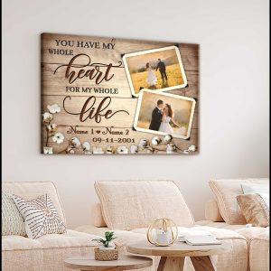 Custom Canvas Prints Wedding Anniversary Gifts Personalized Photo Gifts You Have My Whole Heart 3