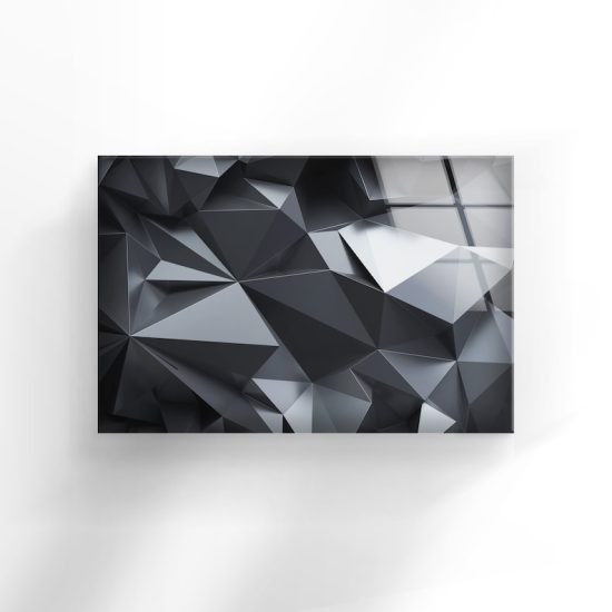 Abstract Art And Cool Wall Hanging Abstract Black Crystal Background Wall Art Glass Print 2