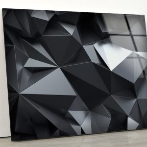 Abstract Art And Cool Wall Hanging Abstract Black Crystal Background Wall Art Glass Print
