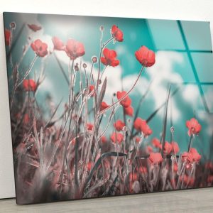 Abstract Art And Cool Wall Hanging Abstract Flower Wall Art Poppy Wall Art Glass Print