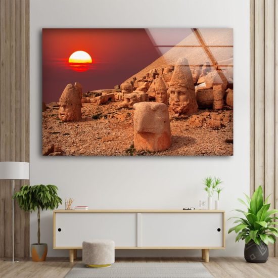 Abstract Art And Cool Wall Hanging Abstract Mountain Lake View Wall Art Glass Print 1