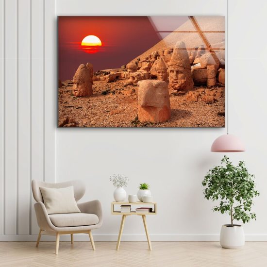 Abstract Art And Cool Wall Hanging Abstract Mountain Lake View Wall Art Glass Print 2