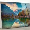 Abstract Art And Cool Wall Hanging Abstract Mountain Lake View Wall Art Glass Print