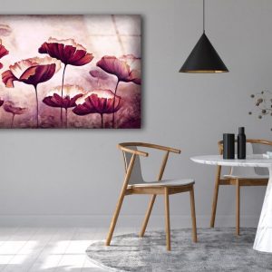 Abstract Art And Cool Wall Hanging Abstract Poppy Colorful Flower Wall Art Glass Print 1