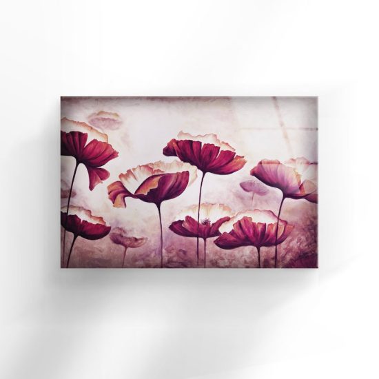 Abstract Art And Cool Wall Hanging Abstract Poppy Colorful Flower Wall Art Glass Print 2