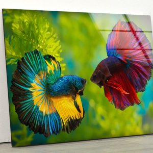 Abstract Art And Cool Wall Hanging Fish Wall Art Fish Painting Art Glass Print