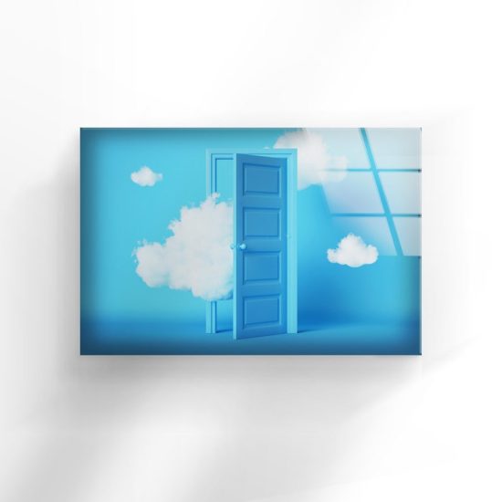 Abstract Art And Cool Wall Hanging Fluffy Clouds Surreal Dream Scene Wall Art Glass Print 1