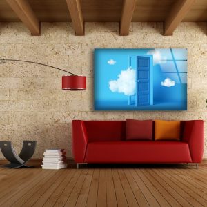 Abstract Art And Cool Wall Hanging Fluffy Clouds Surreal Dream Scene Wall Art Glass Print 2