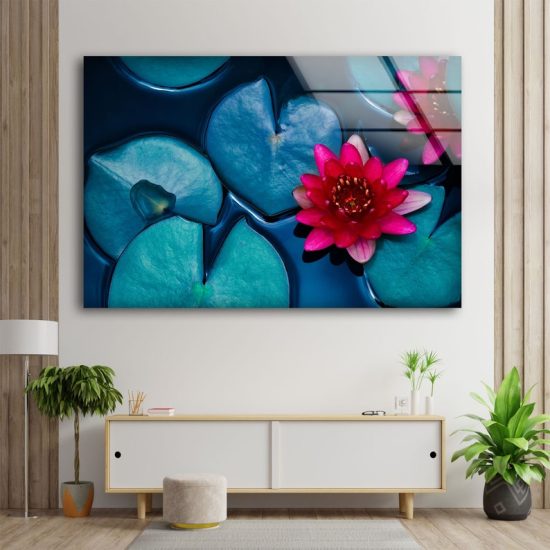Abstract Art And Cool Wall Hanging Lotus Flower Wall Art Glass Print 1