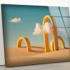 Abstract Art And Cool Wall Hanging Modern Minimal Abstract Surreal Desert Art Glass Print